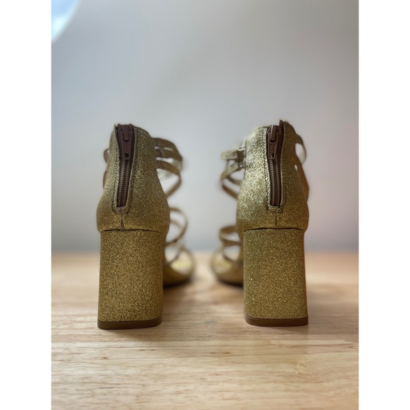 Zigi Soho Emila‎ Gold Glitter Strappy Block Heel Sandals Women's Size 6.5 NWT - Picture 6 of 9